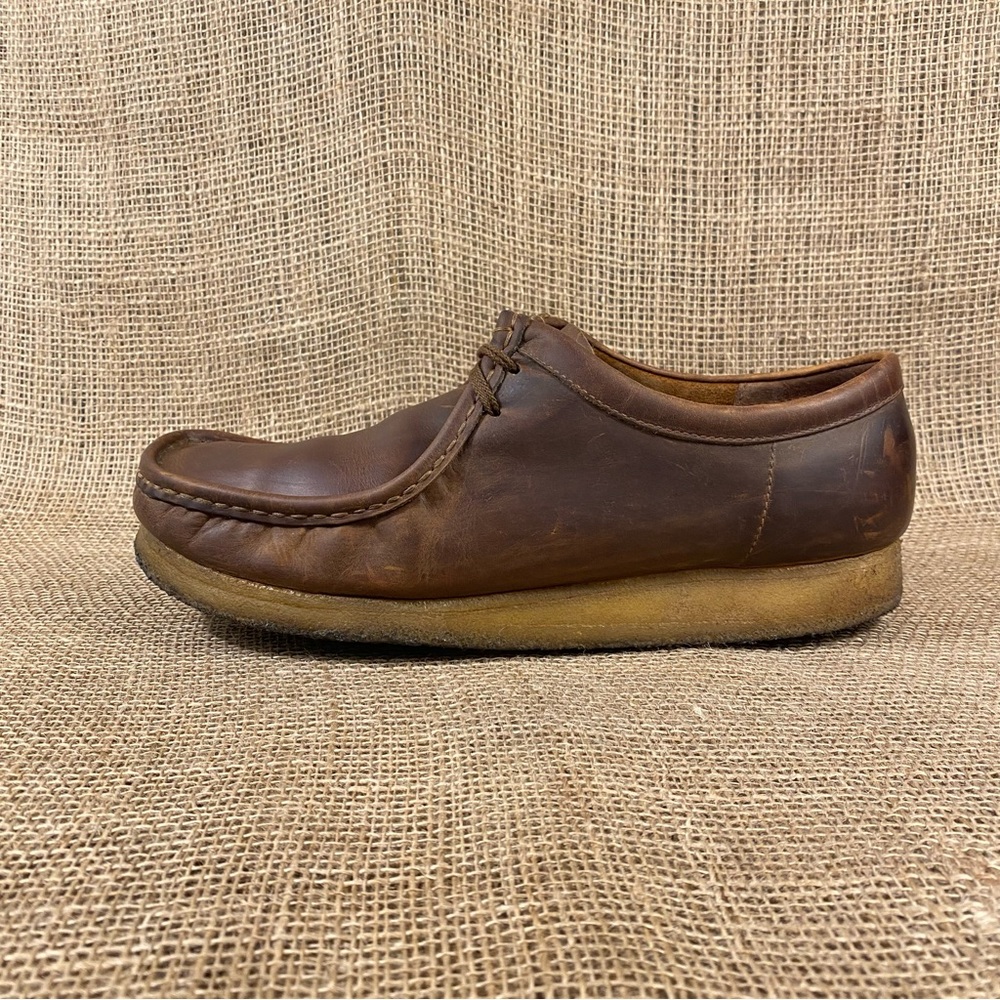 Clarks Wallabies Originals Brown Leather Beeswax Chukka Shoes Size 13 M - Picture 3 of 10